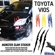 TOYOTA VIOS Monster Claw Scratch Mark Decal sticker Bumper lamp Stiker Pelekat Cakar Harimau dugong