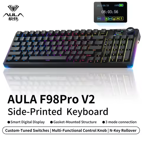 AULA F98 ProV2 Mechanical Keyboard Custom RGB Backlight Wireless Bluetooth Gaming Keyboard
