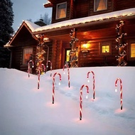 P.K.YO-Christmas Candy Cane Pathway Lights Solar Powered Christmas Decorations Stake Lights 1 to 8 L