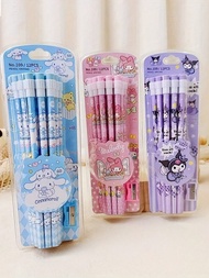 12Pcs Sanrio Pencils Kuromi Cinnamoroll My Melody Stationery Set HB Pencils Writing Drawing HB Penci