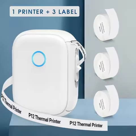 P12 Inkless Label Printer Similar to P15 Mini Printer D30 Thermal Label Printer Waterproof Self Adhe