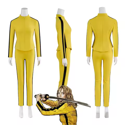 Movie Kill Cosplay Bill Costume Bride Beatrix Kiddo Cosplay Kung Fu Fighting Suit Women's Yellow Tig