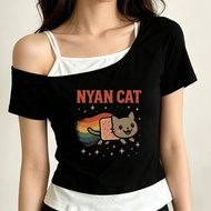 Nyan Cat Cropped Top - '90s/'00s Korean Graphic T-shirt | Summer Fashion