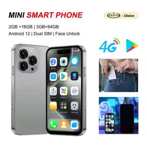 SERVO S16 MINI Android Pocket Smartphone 4G LTE 16GB/64GB Play Store WiFi Hotspot GPS Dual SIM 3.9" 