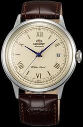 ORIENT WATCH 東方DATE Ⅱ第二代奶油黃面羅馬刻劃機械皮帶腕錶 型號：FAC00009N【神梭鐘錶】