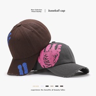 Unique Unisex Style Street Letter Street Wear Curved Brim Cap Women Washed Outdoor Soft Top Curved B