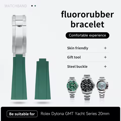 New Quality FKM Fluororubber 20mm Wristband For Rolex Strap For 40mm Submariner Yacht Master GMT Day