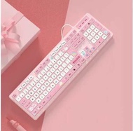 【High Quality】 Cute Wired Keyboard Milk Tea Cute Rabbit Pink Cute Chocolate Wired Keyboard Girl Crea