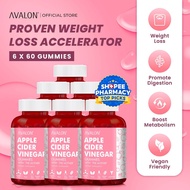 [6 Bottle] AVALON Apple Cider Vinegar Gummies | Low Cal & Vegan Weight Loss | Detox ACV Gummies 苹果醋