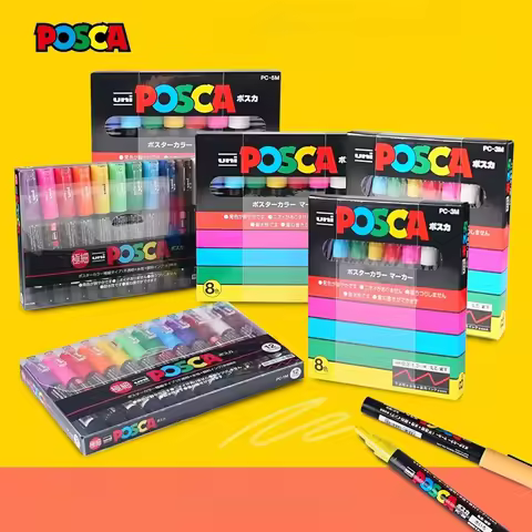 Japan Uni POSCA Markers Set Water-Based Acrylic Paint Pen Rock Painting PC-1M PC-3M PC-5M PC-8K PC-1