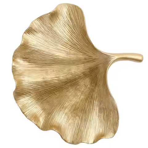 Sterling & Noble Home Leaf Shaped Gold Indoor Tabletop Trinket Tray