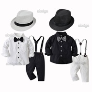 Boss Baby Outfit Formal Gentleman Suit Black White Shirt Pants Set Kids Ootd 2 Years Old Boy Outfit 