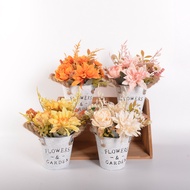 Simulation Plant Set Desktop Artificial Tin Barrel Potted Plant Home Decoration Simulation Dahlia Po