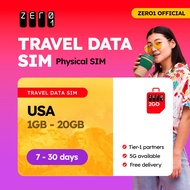 USA SIM Card 7 - 15 days 1GB - 5GB Data | 4G/5G | Zero1 2GO full speed Travel Data SIM
