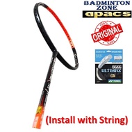 Apacs Nano Fusion Speed 722【Install with String】Yonex BG66 Ultimax (Original) Badminton Racket -Black Orange Matt(1pcs)