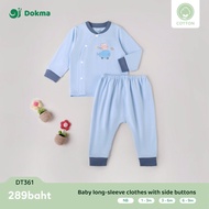 Dokma (4.5-8.8kg) Children's Long-Sleeved Shirt Set Cotton Fabric USA DT361 Baby Long-Sleeve Clothes