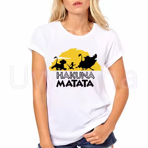 Women The Lion King Graphic Short Sleeve Tee Shirt Hakuna Matata Letter Tops Spring Summer Women's C