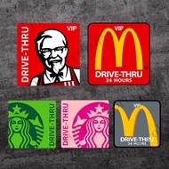 Mcdonald's Starbucks MCD KFC Vip | Drive Thru | Car Windshield Sticker 10cm x 10cm 汽车挡风玻璃内贴 | 防水  车贴