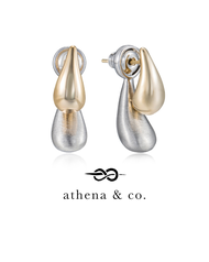 Athena &amp; Co. 18k Gold Plated Two Tone Leila Pebble Drop Earrings - 925 Siilver Post