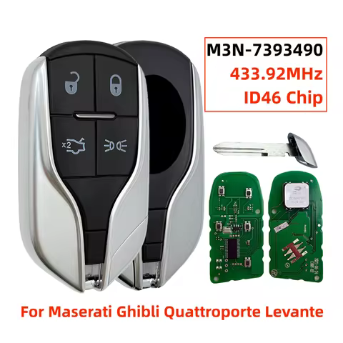 M3N-7393490 4 Buttons Smart Keyless Car Key Fob 433.92MHz ID46 PCF7945A PCF7953A Chip For Maserati G