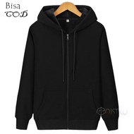 DE30 - GG DISTRO Plain Zipper Jacket Distro Unisex Plain Black Zipper Jacket Men's Jacket