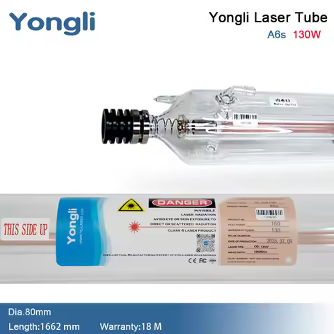Laser Yongli A6s 130W CO2 Laser Tube Dia.80mm Glass Laser Lamp Laser Equipment Parts for CO2 Laser C