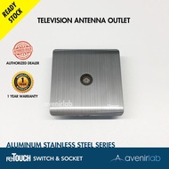 reTouch Aluminum Stainless Steel Television TV Antenna Outlet Slim Curved Designer Aluminum Face Wal
