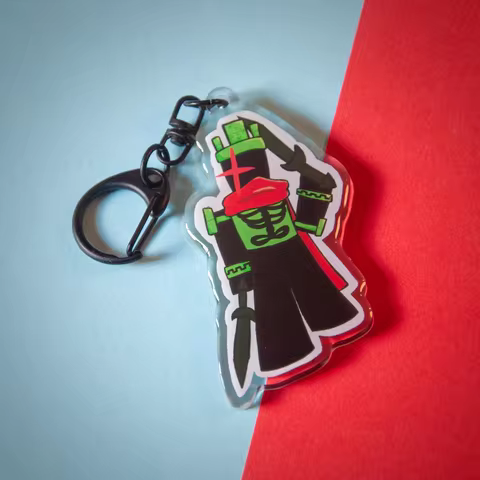1x1x1x1 Acrylic Keychain – Forsaken Character Pendant with Black Metal Clip for Bag & Car Decor – Fa