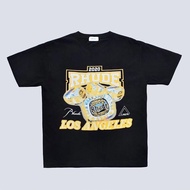 RHUDE Lakers ร่วมกันเสื้อยืดแขนสั้นผ้าฝ้ายเหงื่อสองสีตัวเลือกแนวโน้ม