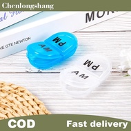 chenlongshang 2 Grids Waterproof Pill Organizer Portable Oval Pill Box Pill Container Daily AM&PM Co