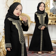 YM deFashion Gamis Anak Abaya Turkey Maroko kid Jetblack Kids FREE JILBAB/ Pakaian Muslim Anak / Dress Muslimah anak / Dress Maxi kids / Gamis Modern Anak / Gamis Syari Anak