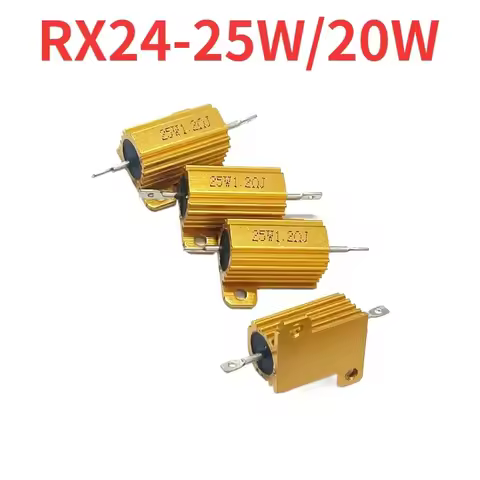1PCS RX24-25W/20W Gold Aluminum Resistor 1R 2R 3R 4R 5R 6R 8R 10R 20R 30R 100Ohm