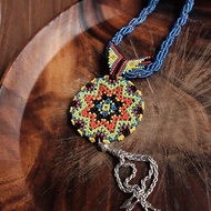 現貨優惠 原住民媽媽純手工編織串珠 藍色太陽長項鍊