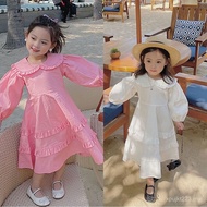 Spring Summer Style Girls Children Dress 3-8 Children's Clothing Sweet Children Long-Sleeved One-Pie
