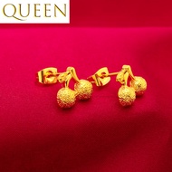 emas 916 original gold Cherry stud earrings bow stud earrings for women Non tarnish hypoallergenic Daily use