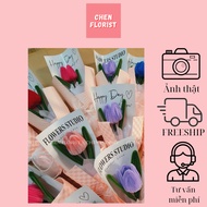 Bouquet of 1 tulip with zinc velvet buds, meaningful birthday and holiday gift Chen handmade real ph