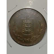 Guernsey 8 doubles coin 1949 xf