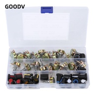 GOODV 80Pcs Adjustable Potentiometer, B5K B10K B20K B50K B100K Assortment Kit Potentiometer Kit, Set