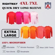 RIGHTWAY (4XL-7XL) Plus Size Microfiber Quick-Dry Long Sleeve T-Shirt Unisex Plain Baju Jersey Baju 