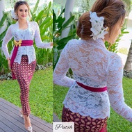 Setelan Kebaya Brokat Sofia Stretch dan Rok Kamen Moscreft Songket Batik Selendang Pengantin Pesta W