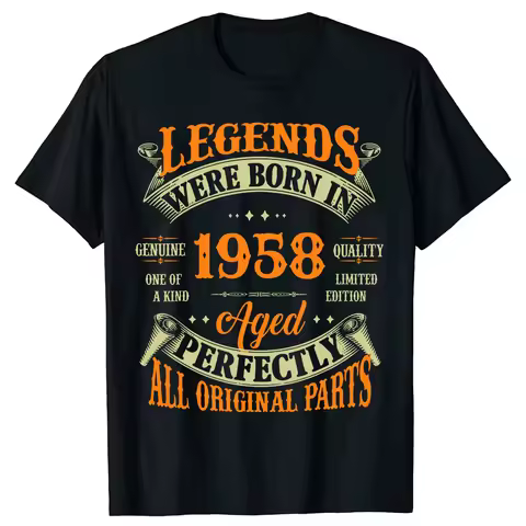 66th Birthday Vintage Legends Born in 1958 66 Years Old T Shirts Graphic Cotton Streetwear Short Sle