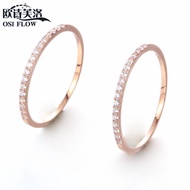 Oshifu Luo Zheng แหวนทองแท้14K ทองรัสเซีย AU585ทองม่วงสำหรับผู้หญิงสีทองสีโรสโกลด์มีเอกลักษณ์แบบแถวเ