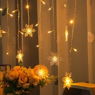 LEDSnowflake Ice Strip Light Christmas Festival Atmosphere Decoration Starry Snowflake Curtain Light Decoration Colored