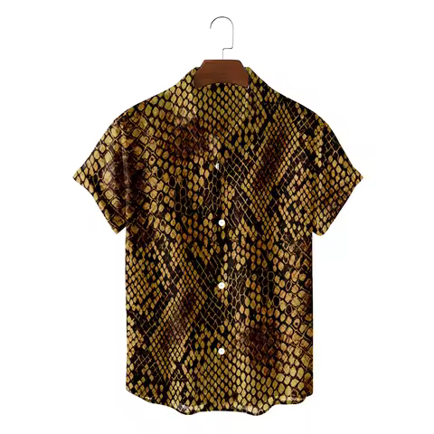 3d Print Leopard Snake Skin Hawaiian Shirt Men Loose Summer Casual Street Shirts Fashion Top Summer 
