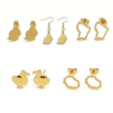 1Pairs Mauritius Duck Dodo Map Reunion Island French Guiana Guyane Stud Earrings Jewelry For Women G