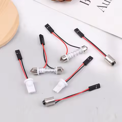 10Pcs Adapter For Car Light Led Panel Stop Lamp Car Interior Dome Bulb T10 BA9S T4W Festoon To Pink 