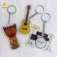 CREAMCANVAS​ Guitar Acrylic Keychain, Ukulele VIOLIN Guitar Model Pendant, Gibson Key Ring Cello Dru
