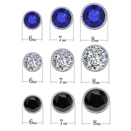 Color Diamond Zirconium Black Earrings Female Small Earrings Men's Single Diamond Earrings 925 Silve