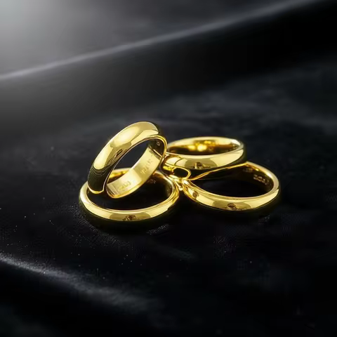 Seiko polished gold ring for men and women AU999 aperture ring couple pure gold plain ring metal sta