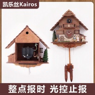 Solid Wood Carving Cuckoo Clock European Mute Creative Wall Clock Small House Cuckoo Clock